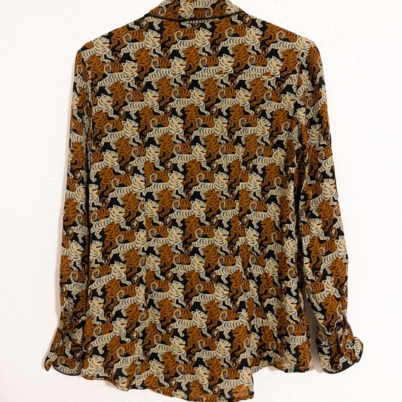 Ottod’ame Women’s Italian Tigress Print Designer Lightweight Blouse Size 6 - Picture 3 of 3